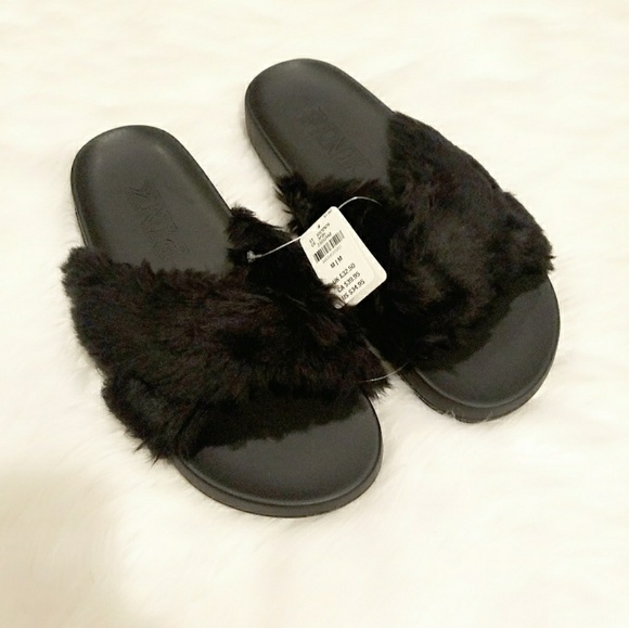 PINK Victoria's Secret Shoes - NWT Fuzzy PINK Slides